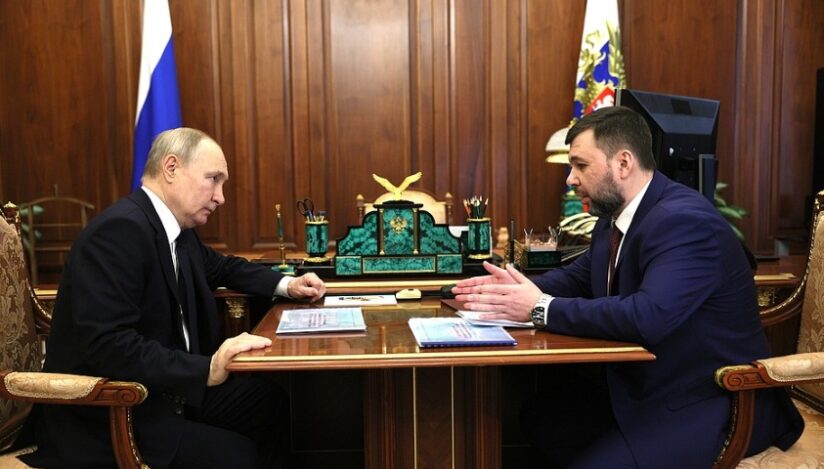 Vladimir Putin și Denis Puşilin. Sursa: Kremlin