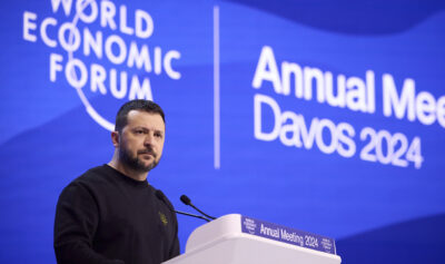 Volodimir Zelenski, la Forumul Economic Mondial de la Davos. Sursa foto: Profimedia