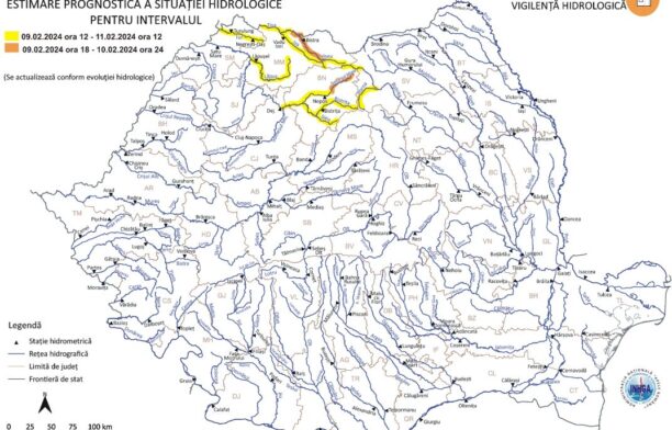 Avertizare hidrologică. Sursa: Institutul Național de Hidrologie și Gospodărire a Apelor
