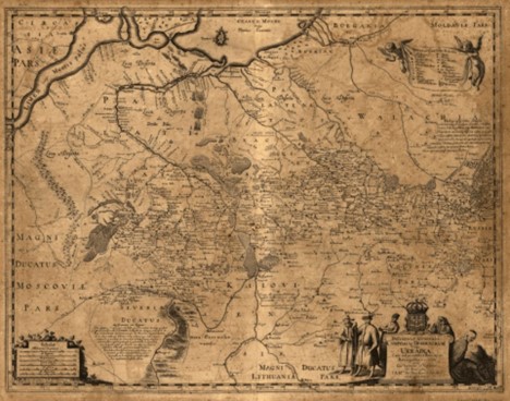 „Harta generală a Ucrainei” de Beauplan, 1648. Sursă: Likbez