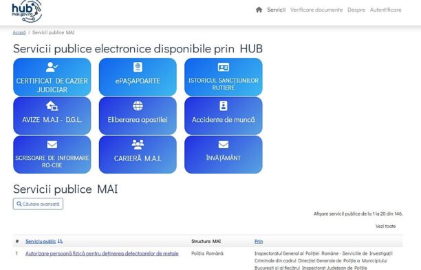 MAI: HUB-ul de servicii online