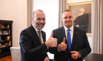 Preşedintele PPE, Manfred Weber și președintele PNL Nicolae Ciucă. Sursa foto: Partidul Național Liberal