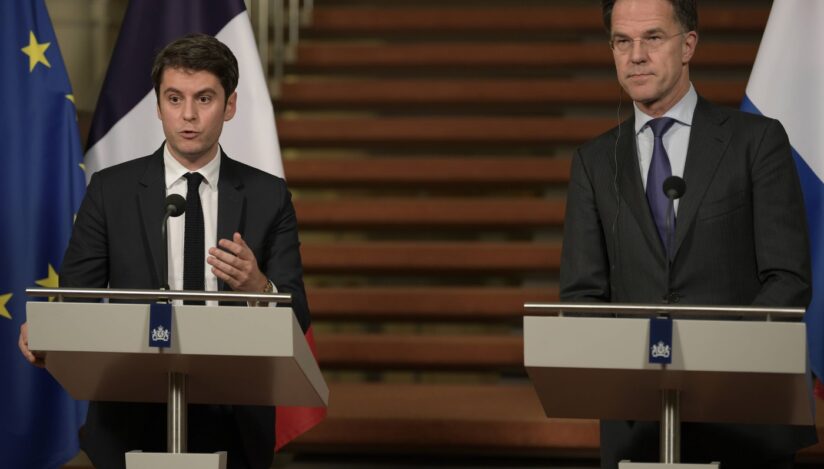 Premierul francez Gabriel Attal și omologul său olandez Mark Rutte. Sursa foto: Profimedia Images