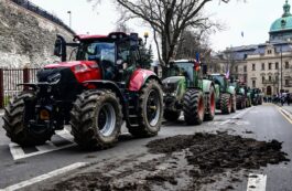 Fermierii cehi au aruncat joi bălegar în faţa clădirilor guvernamentale şi au blocat străzile din Praga cu tractoarele. Sursa foto: Profimedia Images