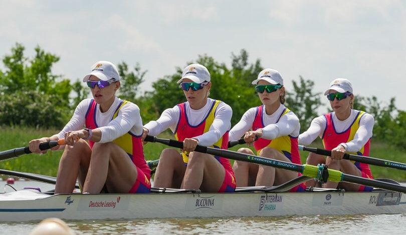 Argint la Campionatele Europene de la Szeged pentru echipajul de patru rame feminin (W4-), compus din Mădălina Bereș, Maria Lehaci, Magdalena Rusu și Amalia Bereș. Sursa foto: Federația Română de Canotaj