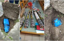 Materiale pirotehnice, ascunse de suporteri într-o groapă