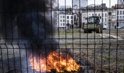 Imagine de la un protest al agricultorilor din Belgia