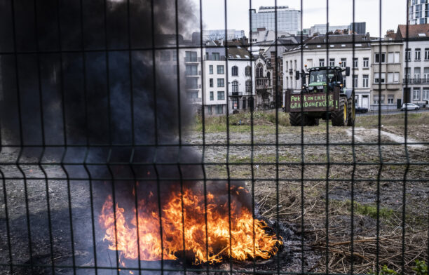 Imagine de la un protest al agricultorilor din Belgia