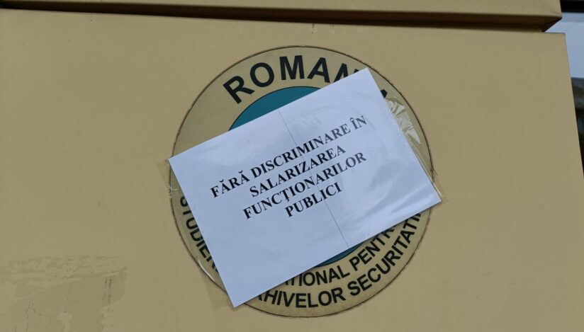 Protest al sindicaliștilor din adminsitrație publică. Sursa foto: Facebook, Federatia Nationala a Sindicatelor din Administratie - FNSA