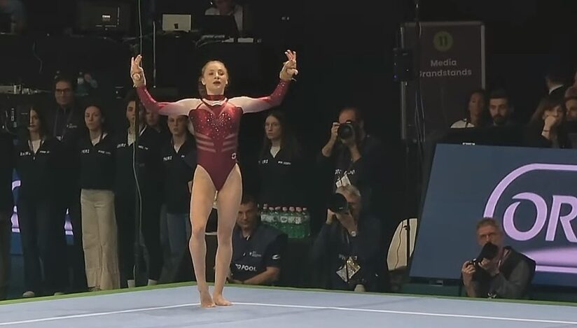 Sabrina Maneca Voinea la Campionatele Europene feminine de gimnastică artistică de la Rimini / captura video