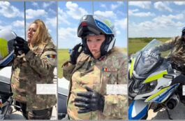 Diana Șoșoacă pe motocicletă de poliție