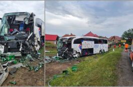 Accident între un autocar şi un autocamion, la Porumbacu de Sus / Sursa foto: ISU Sibiu