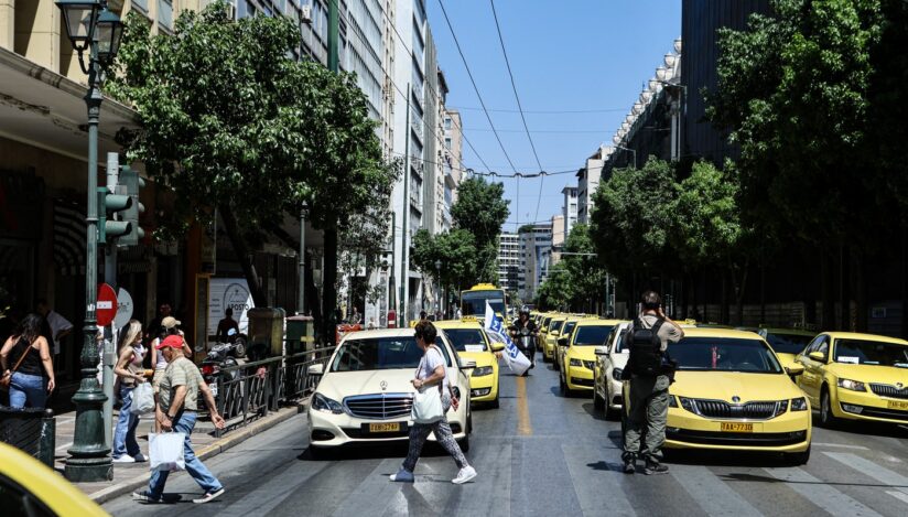 Protest al taximetriștilor din Atena. Sursa foto: Profimedia Images