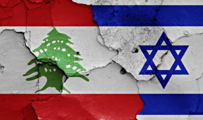 Drapelurile Libanului și Israelului. Sursa foto: Profimedia Images