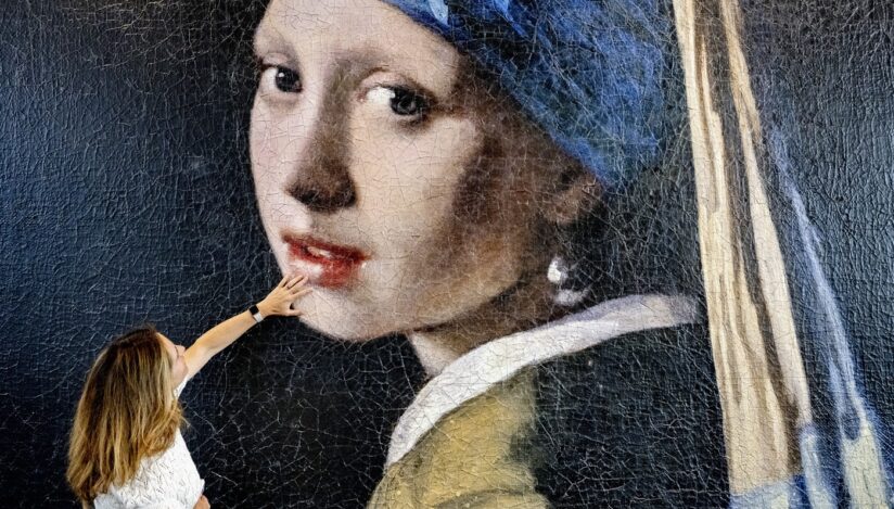 Poster cu pictura "Fata cu cercel de perlă" a lui Johannes Vermeer. Sursa foto: Profimedia Images