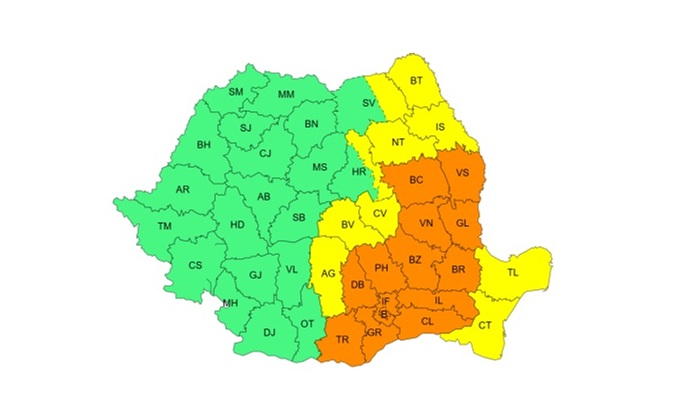 Vremea se răcește accentuat în toată țara, până miercuri. Avertizări cod galben și portocaliu de cantități însemnate de apă, în jumătatea de est
