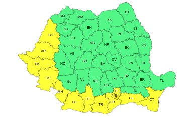 Cod galben de vânt în Capitală și 12 județe, sâmbătă. Frig în toată țara, precipitații și vânt până marți. Lapoviță și ninsoare, la munte