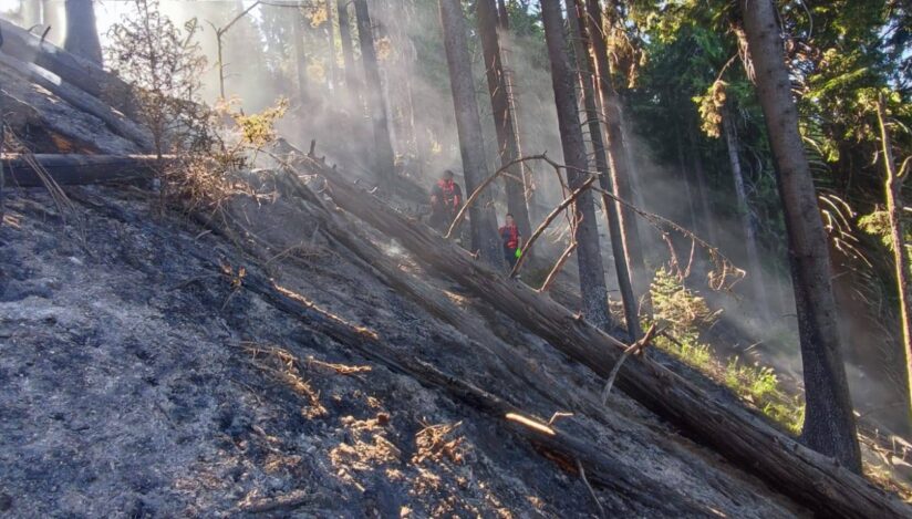 Maramureş: Elicopterul Black Hawk intervine pentru stingerea incendiului din Munţii Ţibleş