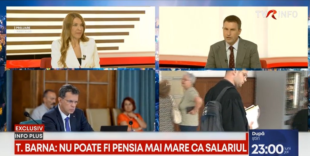 Exclusiv Tanczos Barna, la TVR Info: Urmează şi celelalte categorii de pensii speciale. Nu poate fi pensia mai mare ca salariul