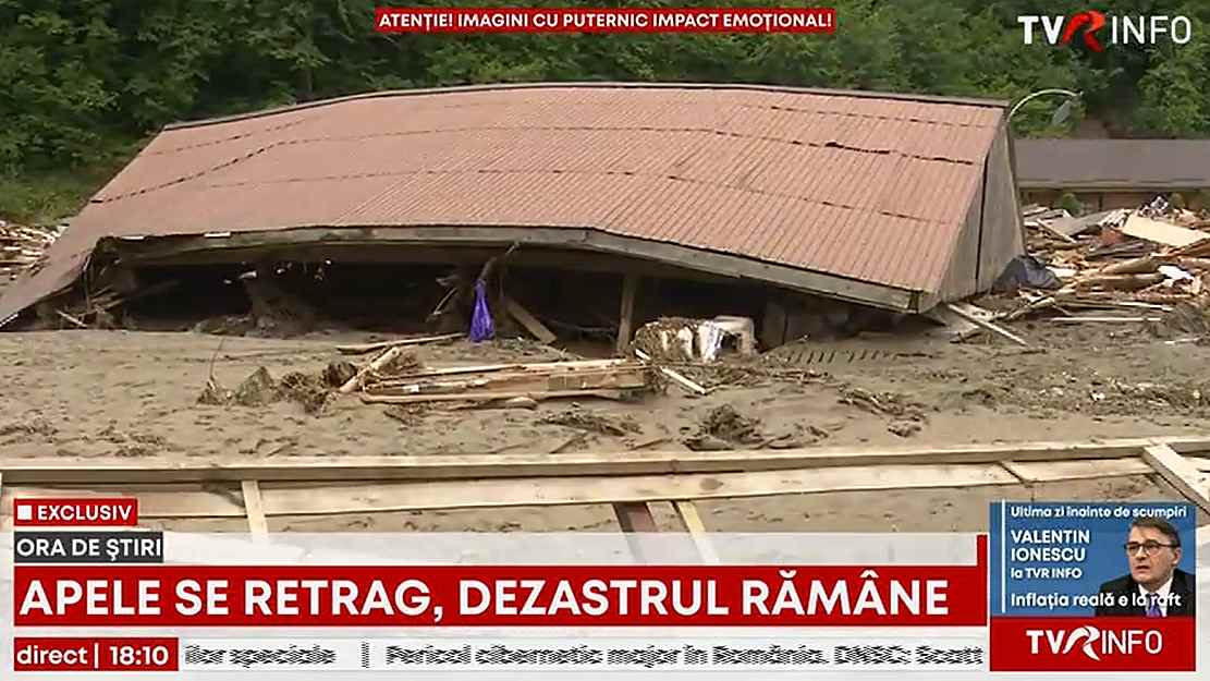EXCLUSIV Apele se retrag, dezastrul rămâne la Broșteni. Sute de sinistrați așteaptă disperați orice mic ajutor. Ministrul Mediului a ajuns în zonă