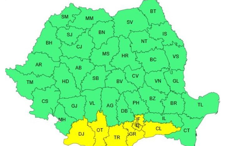 Cod galben de caniculă și disconfort termic în șase județe și București, duminică