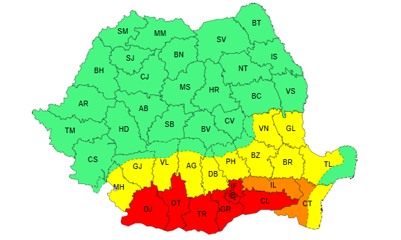 Capitala şi șase judeţe din sud se vor afla sub Cod roşu de caniculă, marţi. Temperaturi de 41 de grade