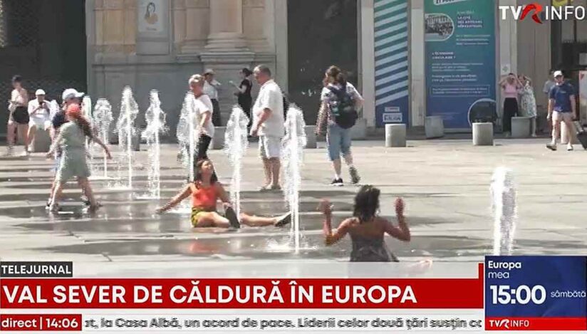 Val sever de căldură în Europa. Oamenii au ajuns să se răcorească în fântâni