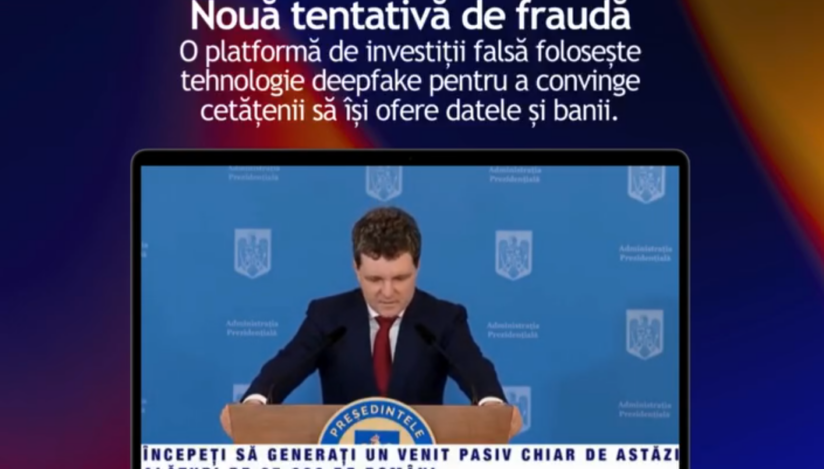 Avertizare a DNSC: Fraudă de tip ”investiţii rapide” în care este folosită imaginea preşedintelui României. Clipul deepfake circulă în mediul online
