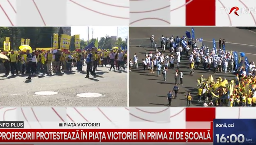 Proteste în prima zi de școală. Profesorii s-au strâns în Piața Victoriei
