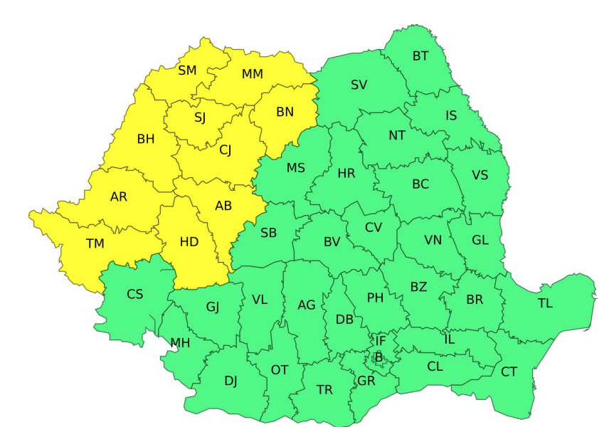 Cod galben de vreme deosebit de caldă în 15 județe, vineri și sâmbătă. Vreme caniculară şi în Bucureşti