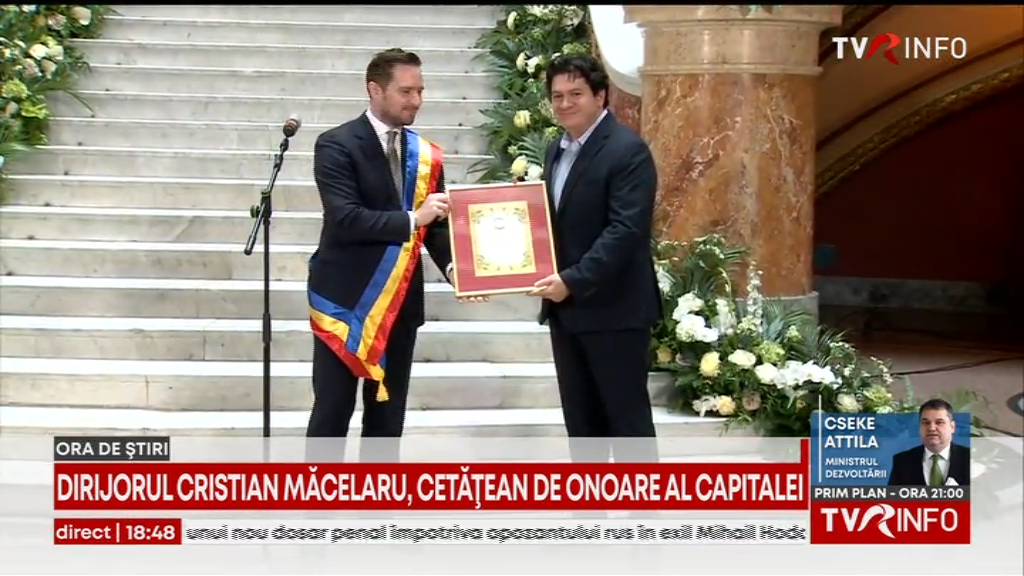 Dirijorul Cristian Măcelaru, Cetățean de Onoare al Capitalei: ”Am moștenit iubirea pentru muzică de la părinții mei. Mă simt și mai energizat și mai inspirat pentru a continua acest drum extraordinar”