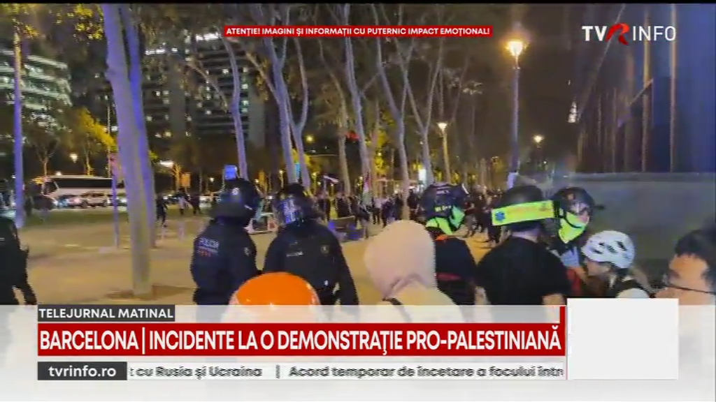 Incidente la o demonstrație pro-palestiniană din Barcelona: bănci și magazine vandalizate, baricade incendiate