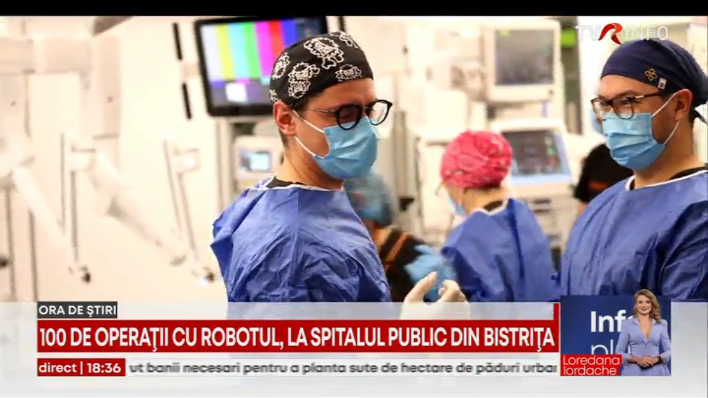Tot mai mulţi români sunt operaţi cu roboţi chirurgicali. La Spitalul Județean din Bistrița s-au efectuat 100 de operații gratuite cu robotul
