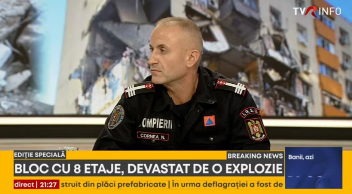 Blocul din Rahova, afectat de explozie, risc de colaps. Comandantul grupului de salvatori explică la TVR Info cum a decurs evacuarea