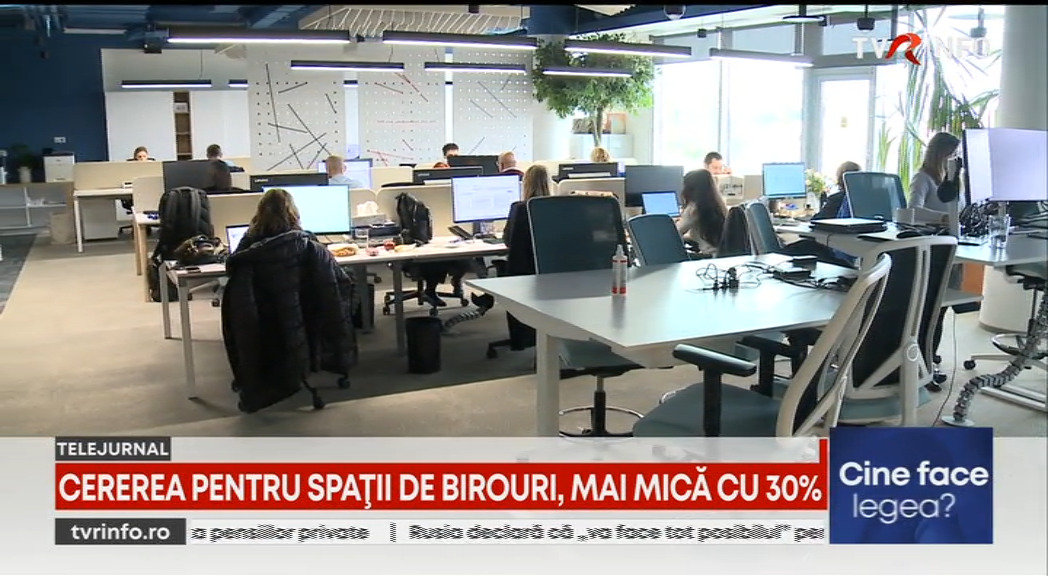 Cererea pentru spații de birouri, mai mică cu 30 la sută. Companiile au tăiat din bugetele alocate spațiilor de închiriere pentru că mulți angajați nu sunt dispuși să renunțe la privilegiul de a munci de acasă