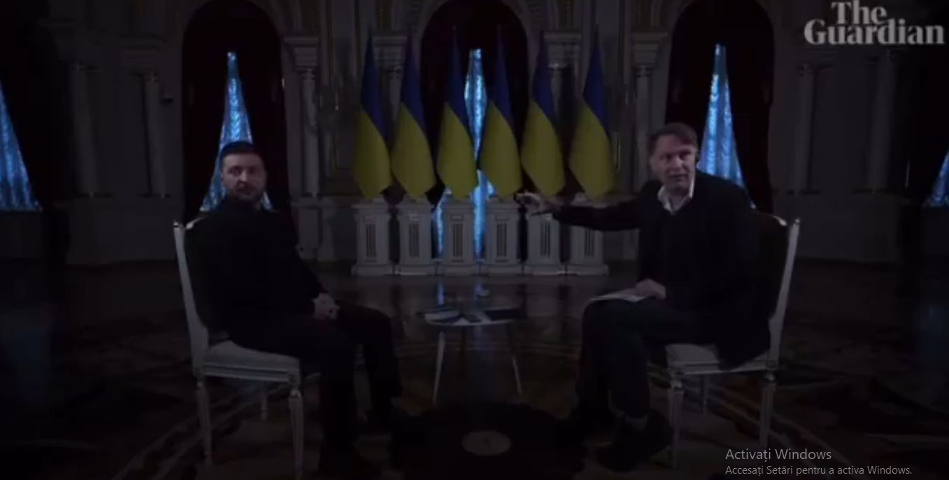 Pană de curent în palatul prezidențial din Kiev, în timpul interviului lui Volodimir Zelenski cu jurnaliștii de la The Guardian