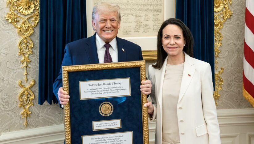Trump salută „gestul magnific” făcut de Maria Corina Machado, care i-a oferit medalia Nobelului pentru Pace