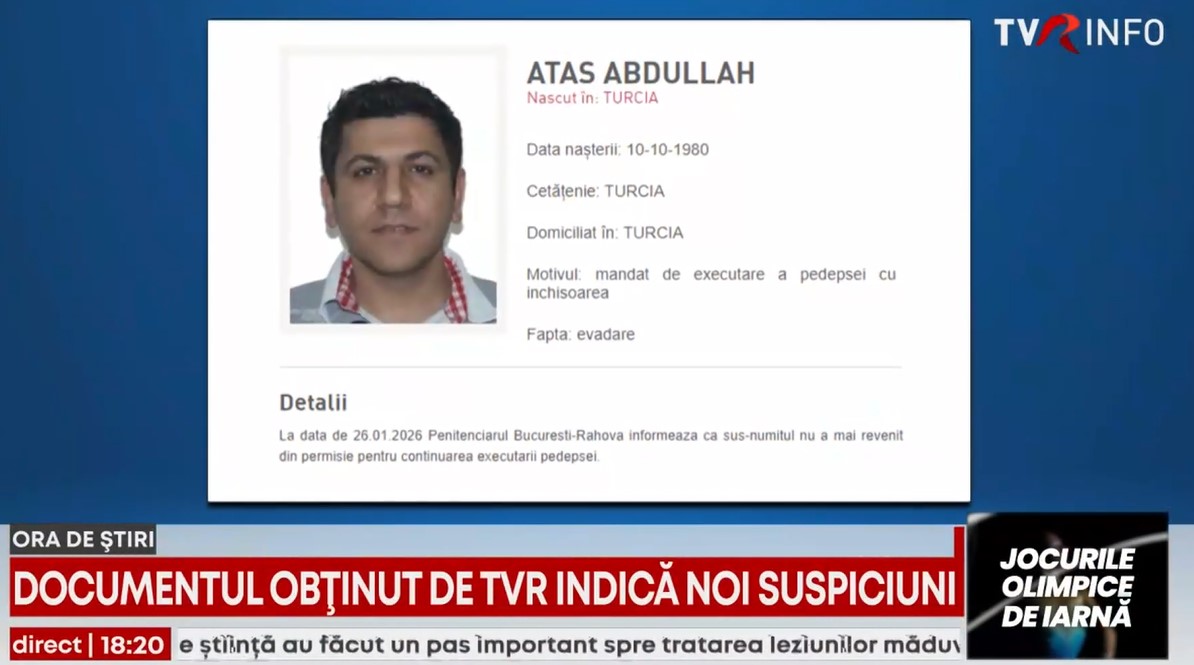 Permisiunea pentru criminalul turc, Abdullah Atas, semnată după evadare. Un document obținut de TVR indică noi suspiciuni