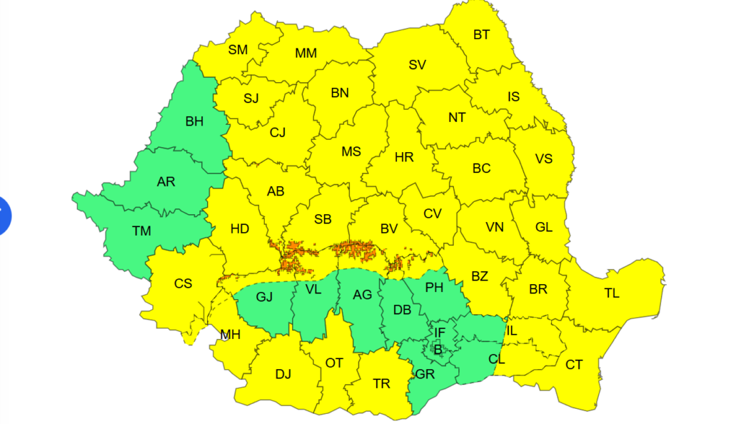 Vreme extremă în aprilie: viscol la munte și vânt puternic în aproape toată țara, rafale de peste 130 km/h