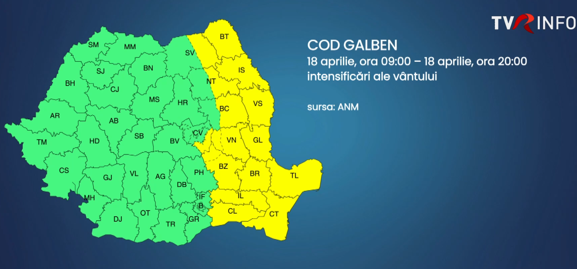 Prognoza meteo: vreme instabilă acum, temperaturi mai ridicate de 1 Mai. Atenționare meteorologică, Cod galben pentru intensificări de vânt în regiunile estice, până diseară la ora 20.00