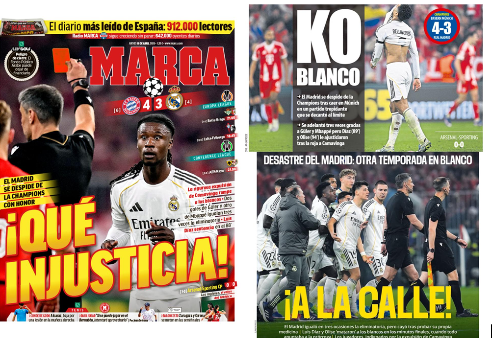 Presa din Madrid, după eliminarea Realului: ”Ce injustiție!”. Presa din Barcelona: ”În stradă (cu voi)!”
