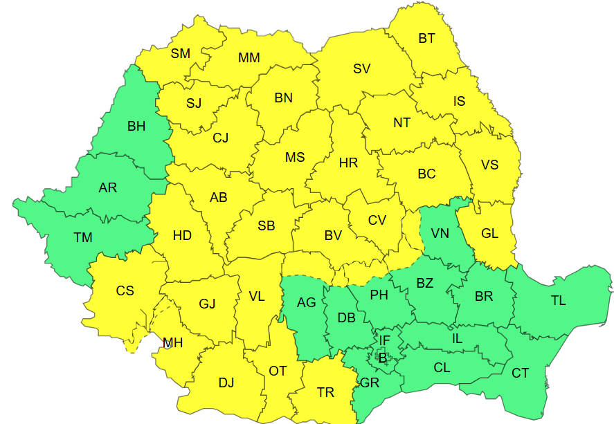 Vânt puternic în cea mai mare parte a țării, vineri și sâmbătă