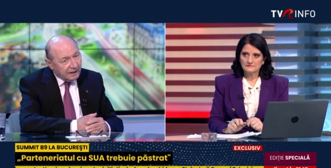 Traian Băsescu, exclusiv la TVR Info: Linia parteneriatului cu SUA trebuie păstrată, cu toate eforturile cu putință