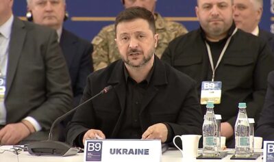 Volodimir Zelenski la summitul B9 / captura video