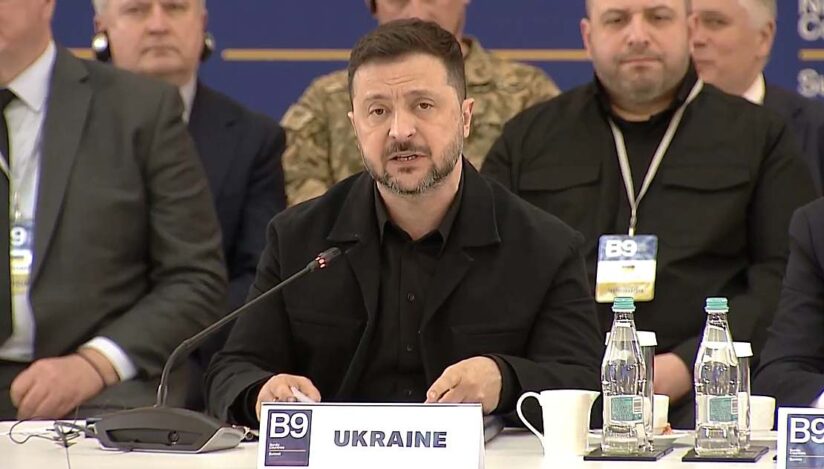 Volodimir Zelenski la summitul B9 / captura video