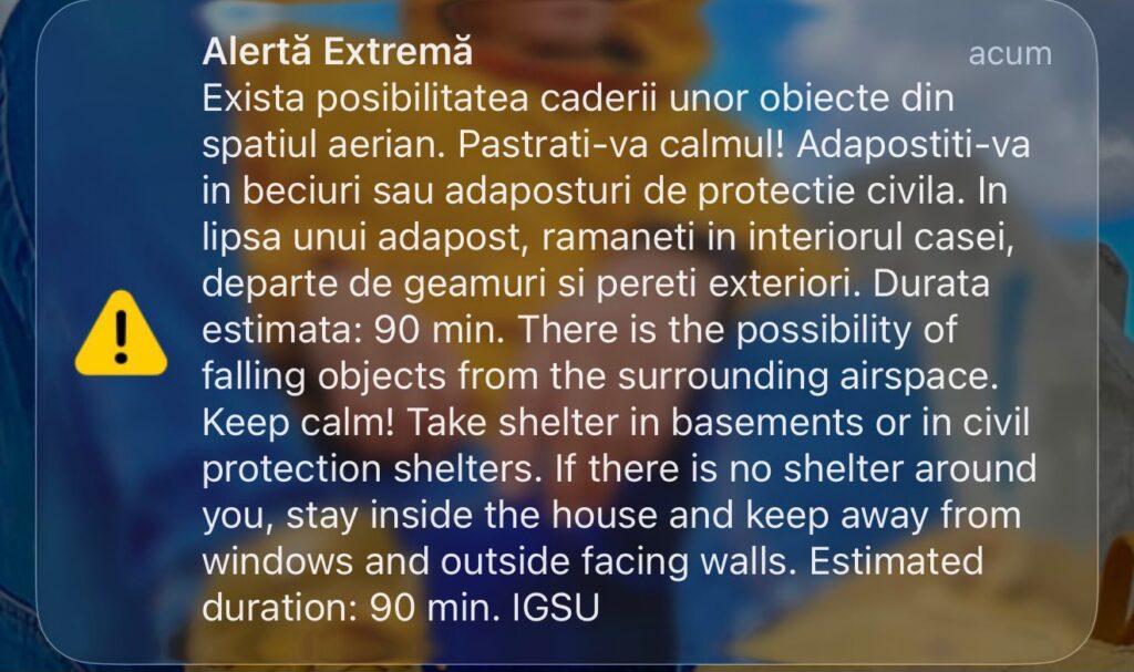 Un nou mesaj RO-Alert a fost transmis pentru locuitorii din zona Tulcea
