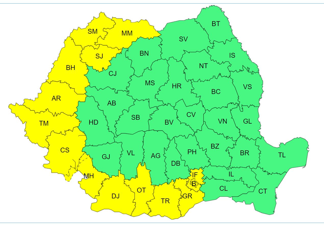 Caniculă în 15 judeţe şi în Bucureşti, până luni dimineaţa. Instabilitate atmosferică în toată țara, până duminică seara - tvrinfo.ro