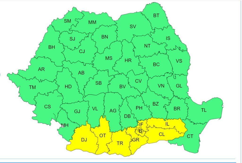 Caniculă în 15 judeţe şi în Bucureşti, până luni dimineaţa. Instabilitate atmosferică în toată țara, până duminică seara