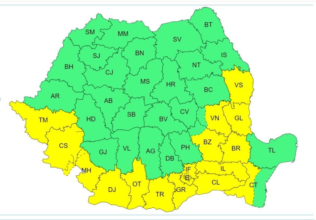 Avertizări de caniculă, dar și de instabilitate atmosferică și vijelii, emise de ANM. Unde și când intră în vigoare codurile
